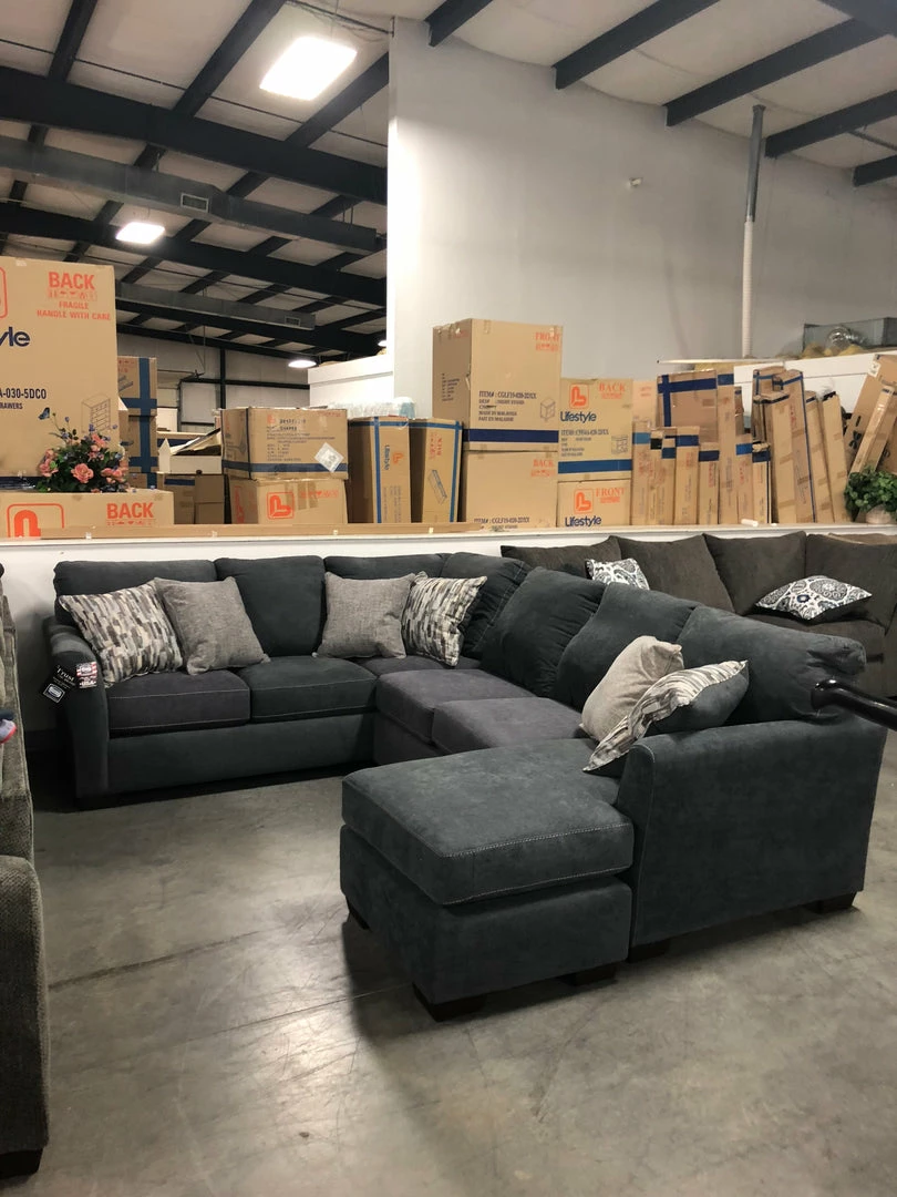 Lane Home Furnishings Pacific Steel Blue Sectional Sectionals