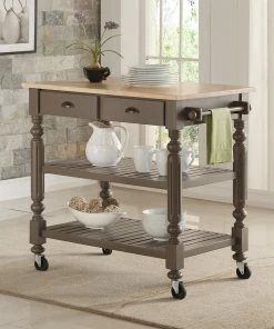 Bernards Furniture Taupe & Natural Kitchen Island Kitchen Islands
