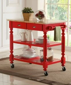 Bernards Furniture Kitchen Islands Red & Natural Kitchen Island