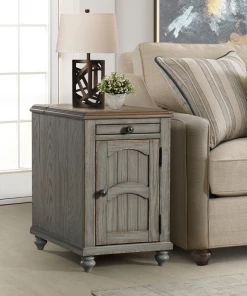 Lane Home Furnishings Gray And Oak USB Chairside Table Coffee Table Sets