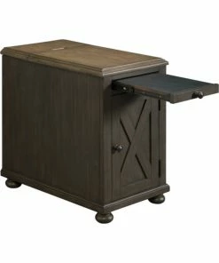 Lane Home Furnishings Black And Oak USB Chairside Table