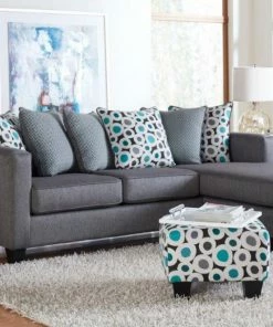 NC Upholstery Silver And Teal Chaise Sofa Sectionals