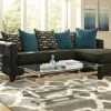 NC Upholstery Black And Teal Chaise Sectional Sofa Sectionals