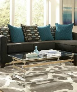 NC Upholstery Black And Teal Chaise Sectional Sofa Sectionals