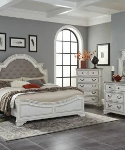 Lifestyle Furniture Antique White & Oak Queen Bedroom Set