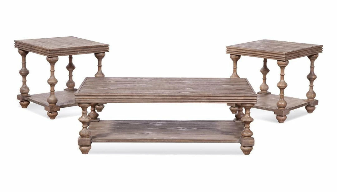 Hughes Furniture Wirebrush Driftwood Coffee Table Set Coffee Table Sets