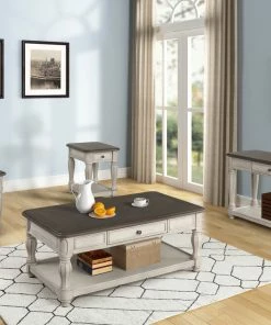 Bernards Furniture French Country Antique White Sofa Table Accent Chests