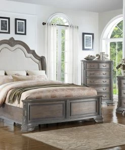 Crown Mark Upholstered Country Gray Queen Bedroom Set Queen Bedroom Sets