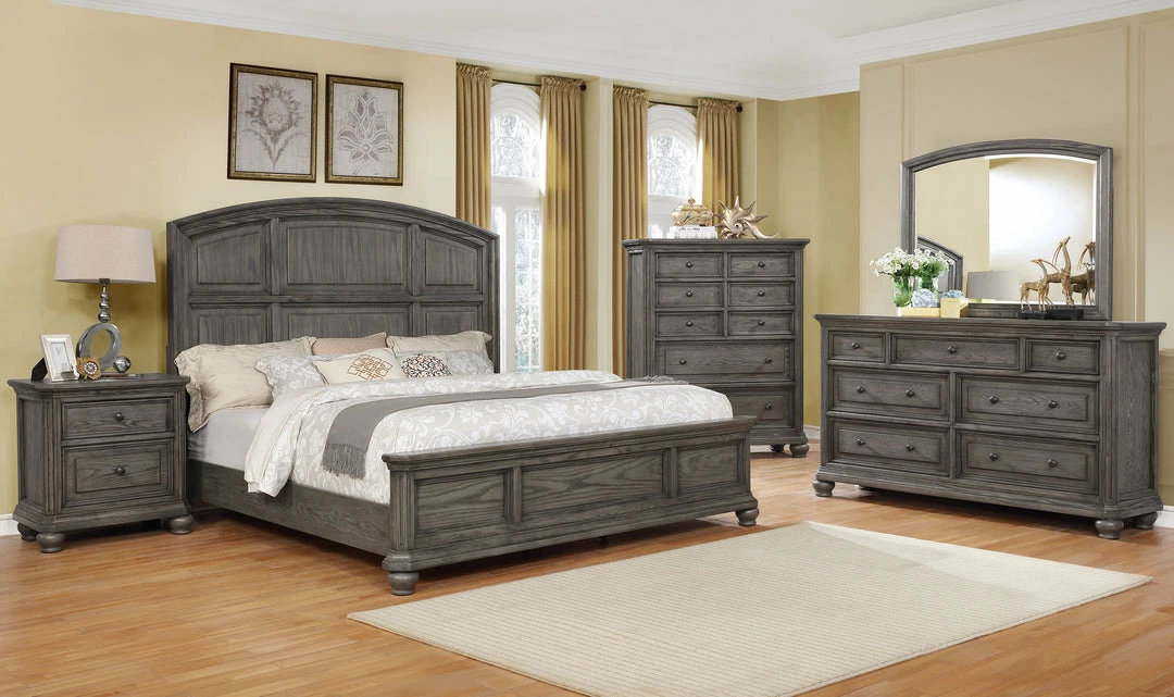 Crown Mark Lavonia Gray Panel King Bedroom Set