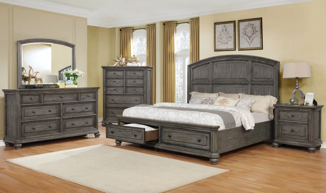 Crown Mark Lavonia Storage Gray King Bedroom Set