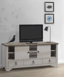 Crown Mark Shiplap Farmhouse TV Stand Accent Chests