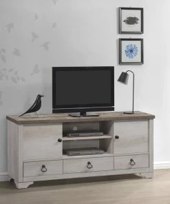 Crown Mark Shiplap Farmhouse TV Stand Accent Chests