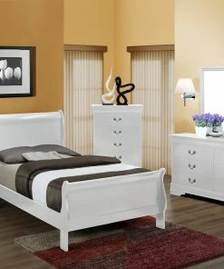 Crown Mark White Twin Sleigh Bedroom Set