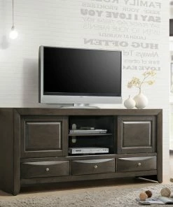 Crown Mark Emily Gray TV Stand Accent Chests