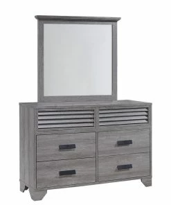 Crown Mark Sarter Gray Louvered Queen Bedroom Set
