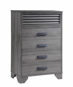 Crown Mark Sarter Gray Louvered King Bedroom Set