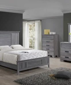 Crown Mark Sarter Gray Louvered King Bedroom Set