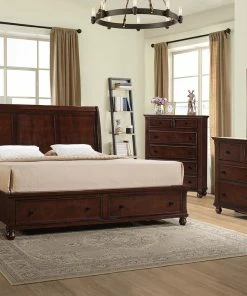 Crown Mark Dark Walnut King Storage Bedroom Set