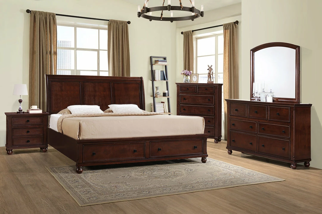 Crown Mark Dark Walnut King Storage Bedroom Set
