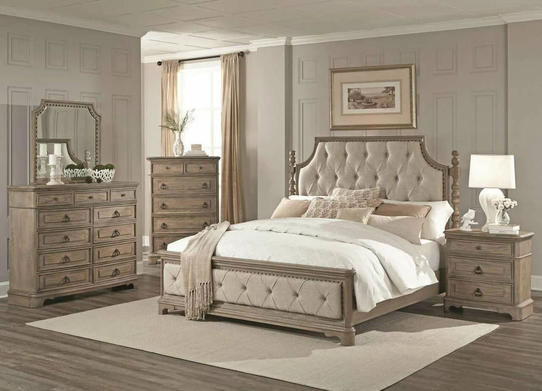 Lifestyle Furniture Grande White Wash King Bedroom Set