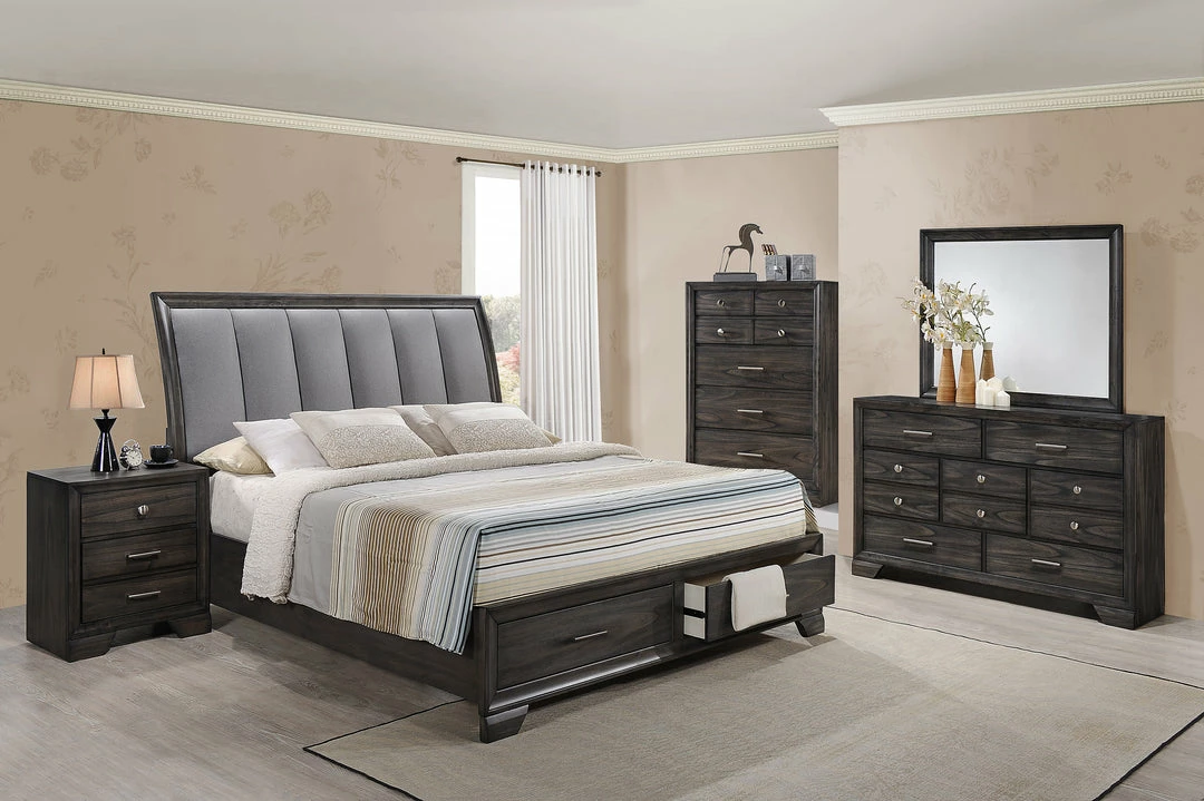 Crown Mark Jaymes Upholstered Storage King Bedroom Set