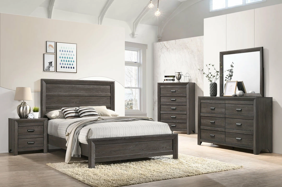 Crown Mark Dark Gray Panel King Bedroom Set