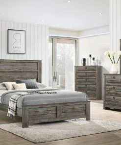 Crown Mark Antique Filing Cabinet Gray Queen Bedroom Set