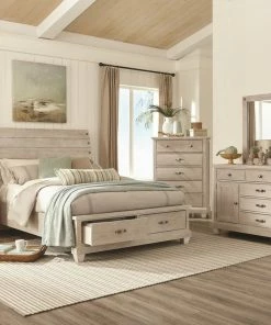 Lifestyle Furniture White Wash Country Queen Bedroom Set