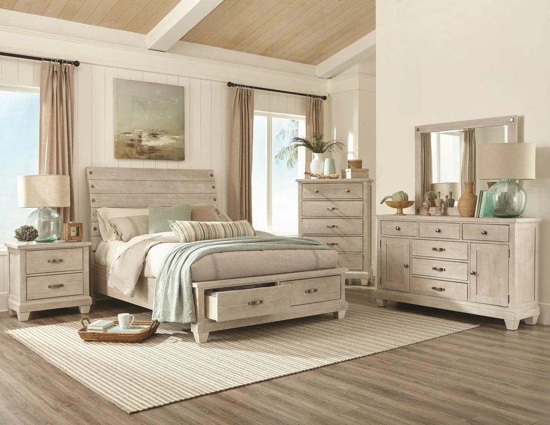 Lifestyle Furniture White Wash Country Queen Bedroom Set