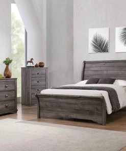 Crown Mark Gray Shiplap Sleigh Bedroom Set