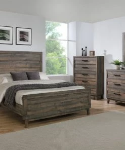 Crown Mark Rustic Plank Leg Queen Bedroom Set
