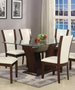 Crown Mark Camelia White Glass Top Dining Set