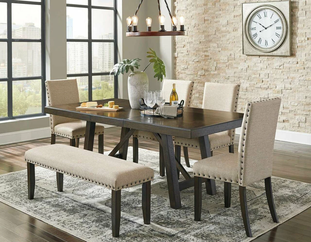 Ashley Furniture Rough Sawn Plank Upholstered Dining Set