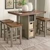Ashley Furniture Dining Farmhouse Storage Counter Dinette With Woven Baskets