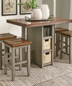 Ashley Furniture Dining Farmhouse Storage Counter Dinette With Woven Baskets