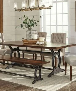 Lifestyle Furniture Modern Farmhouse Wood And Metal Dining Set