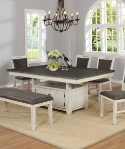 Lifestyle Furniture Rubbed White And Gray Dining Set