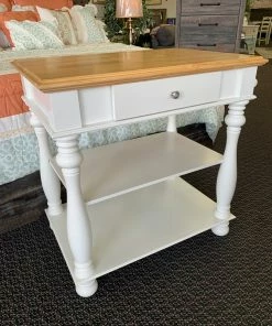 Bernards Furniture White And Natural Kitchen Island