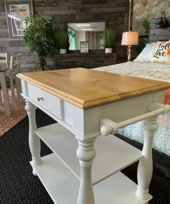 Bernards Furniture White And Natural Kitchen Island