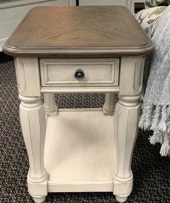 Bernards Furniture French Country Antique White Chairside Table Accent Chests