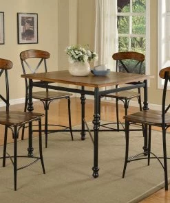 Lifestyle Furniture Dark Walnut And Metal Pub Dinette Set
