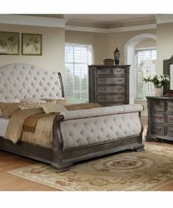 Crown Mark Upholstered Gray King Sleigh Bedroom Set