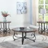 Hughes Furniture Round Cherry & Glass Coffee Table Set Coffee Table Sets