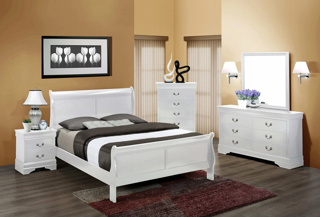 Crown Mark White King Size Sleigh Bedroom Set