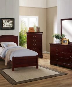 Crown Mark Cherry Twin Panel Bedroom Set