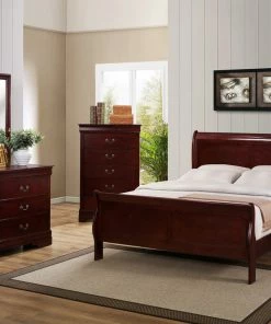 Crown Mark Cherry Full Sleigh Bedroom Set
