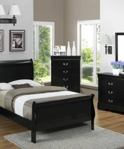 Crown Mark Black Twin Sleigh Bedroom Set