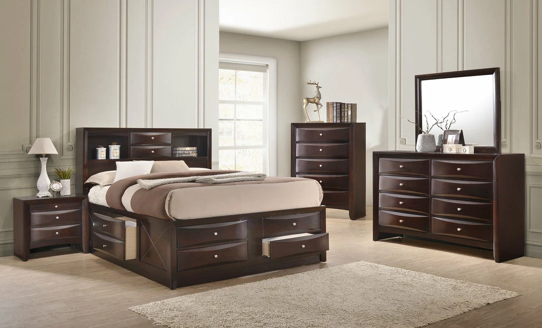 Crown Mark Emily Captain Dark Cherry Queen Bedroom Set
