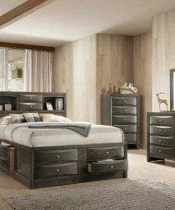 Crown Mark Emily Captain Gray Queen Bedroom Set