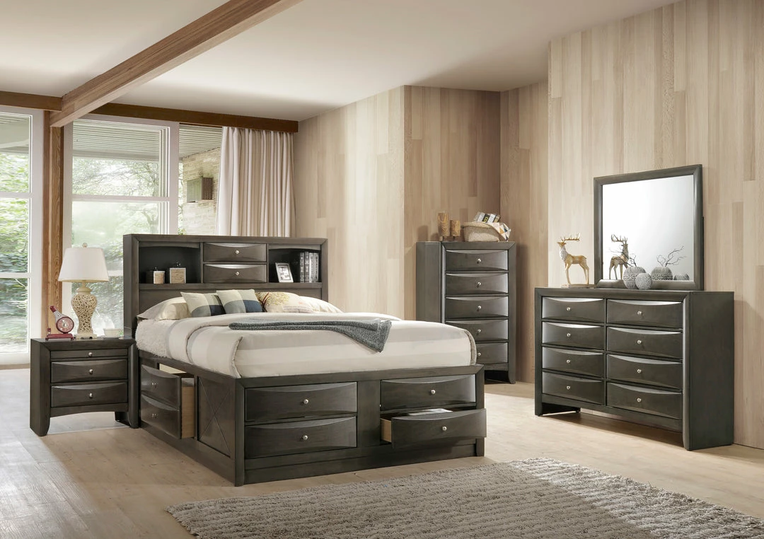 Crown Mark Emily Captain Gray King Bedroom Set